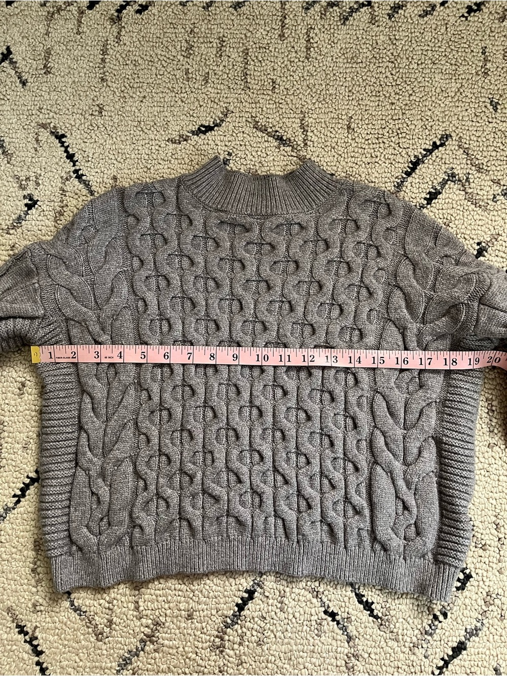 Anthropologie Cable Knit Crop Long Sleeve Sweater Sz S Cottagecore Preppy - Picture 5 of 7